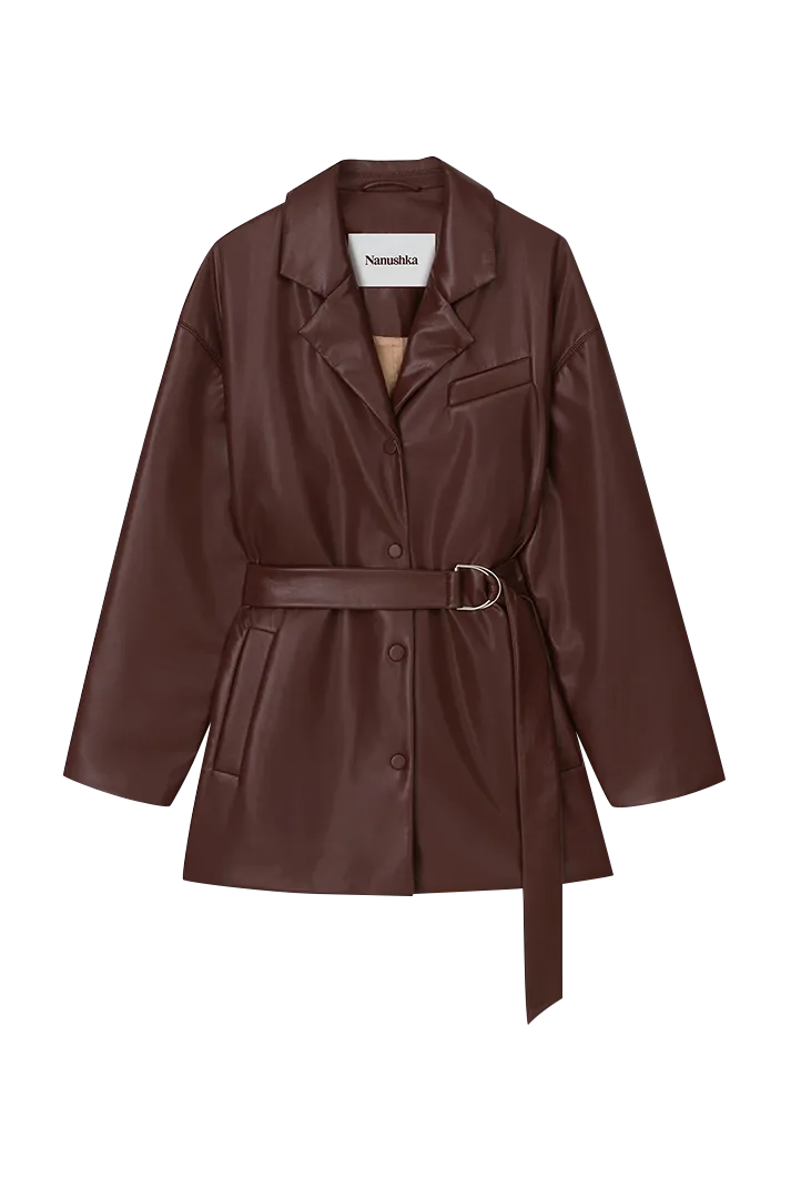Liban Belted Alt-eather Padded Jacket