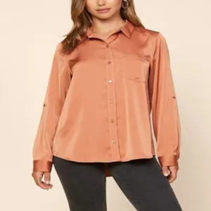 Like a Dream Sugar Maple Satin Button-Up