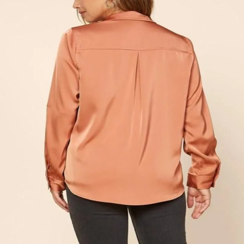 Like a Dream Sugar Maple Satin Button-Up