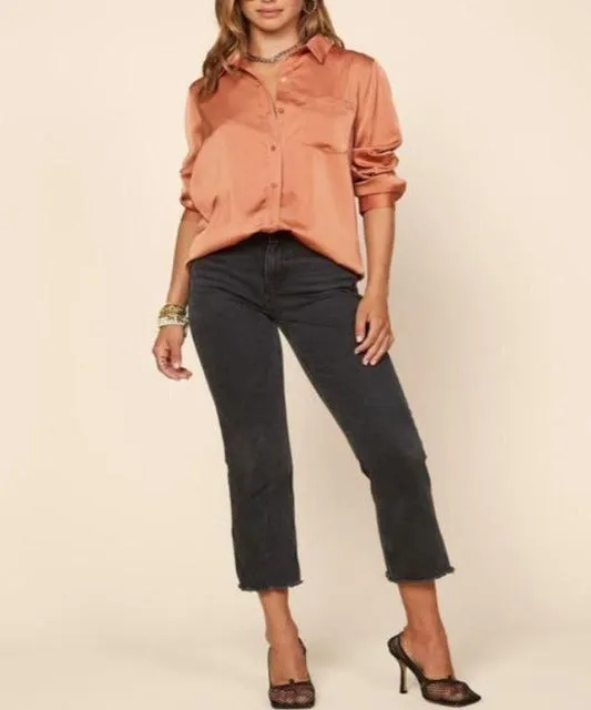 Like a Dream Sugar Maple Satin Button-Up