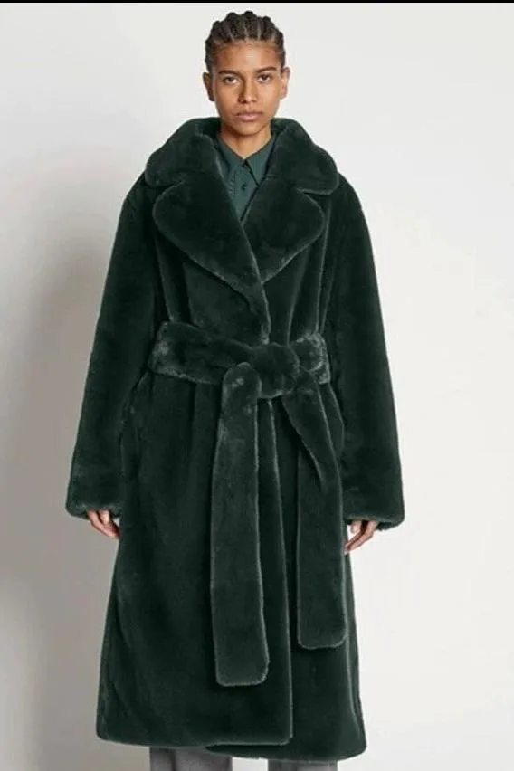 Long imitation rabbit fur coat