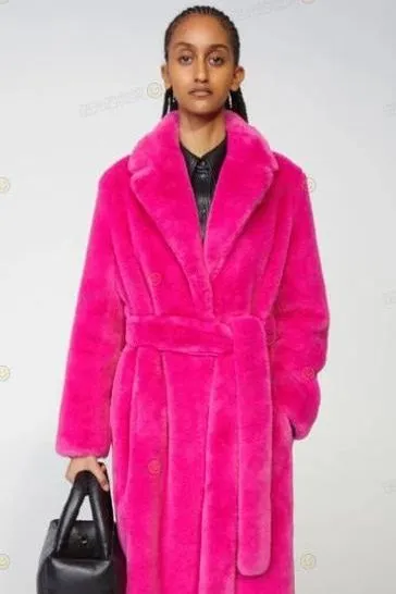 Long imitation rabbit fur coat