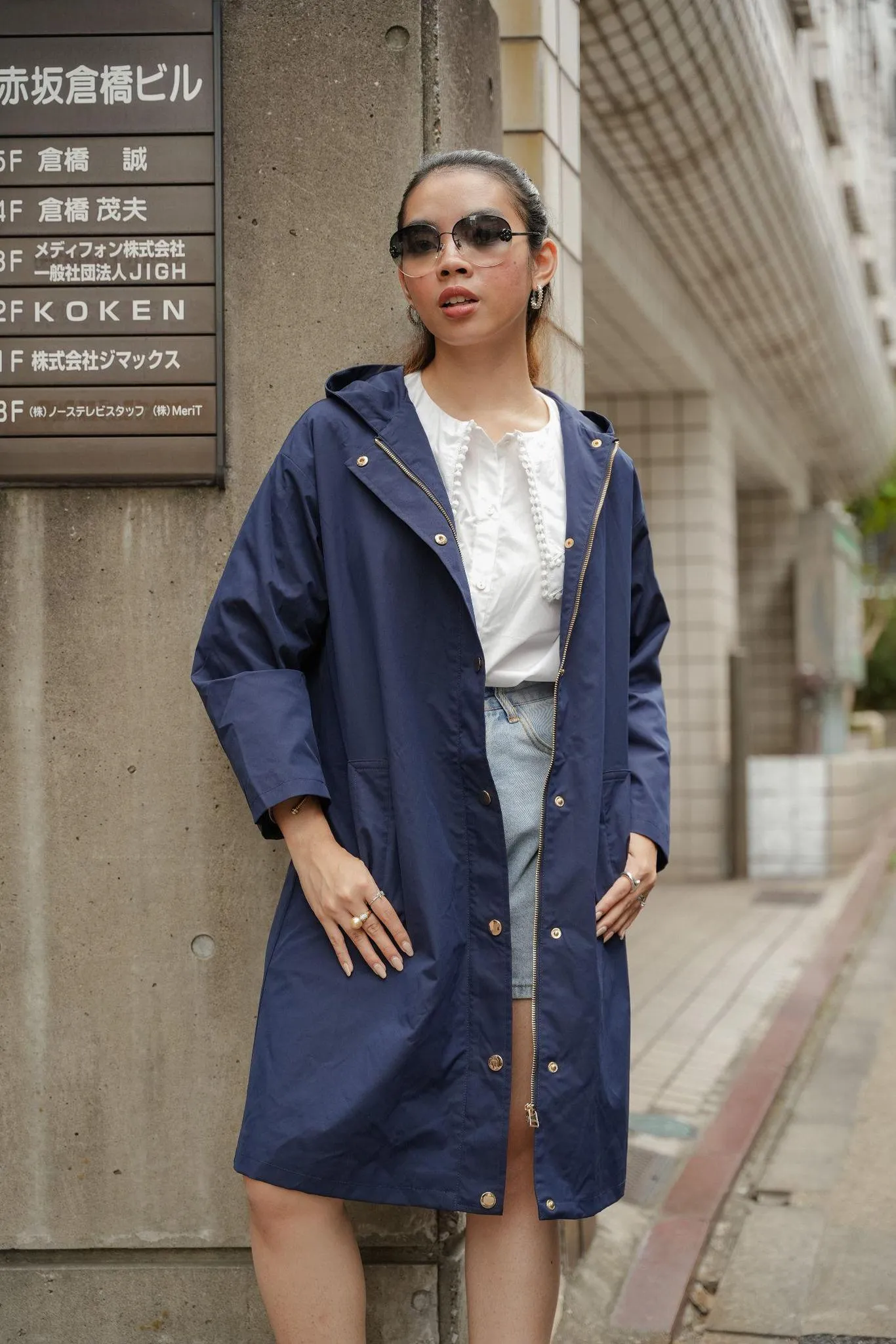 LONG PARKA IN NIGHT BLUE