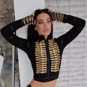 Long-Sleeved Casual Clothing with Ornate Gold Buttons