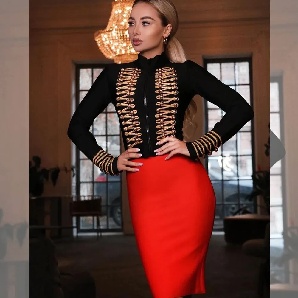 Long-Sleeved Casual Clothing with Ornate Gold Buttons