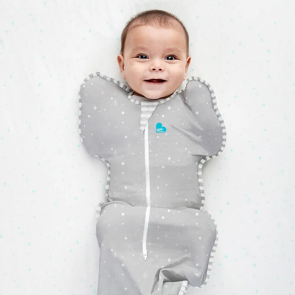 Love To Dream Swaddle UP 0.2 Tog Lite Grey (Stars Design) - 2 Sizes