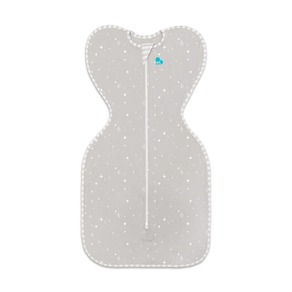 Love To Dream Swaddle UP 0.2 Tog Lite Grey (Stars Design) - 2 Sizes