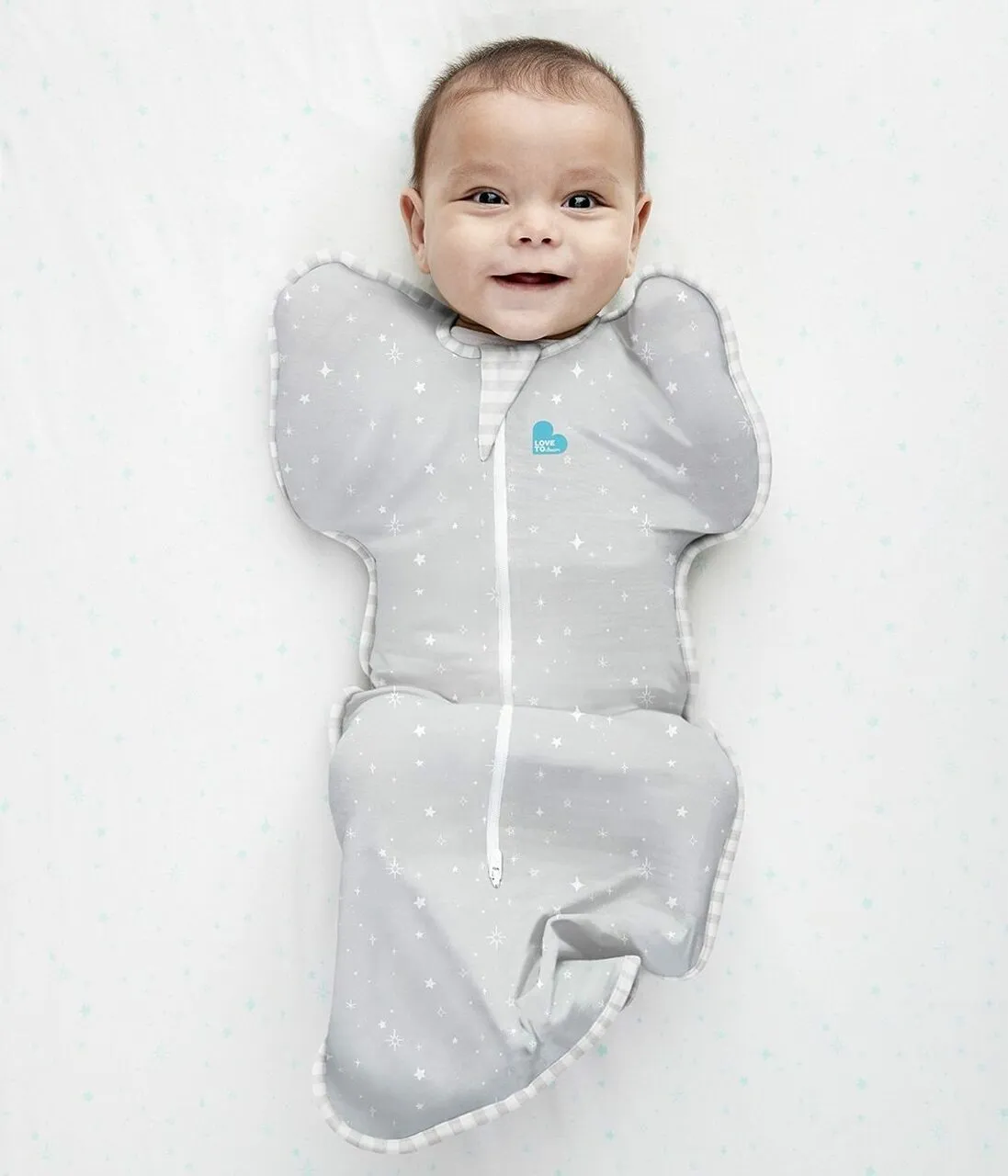 Love To Dream Swaddle UP 0.2 Tog Lite Grey (Stars Design) - New Born