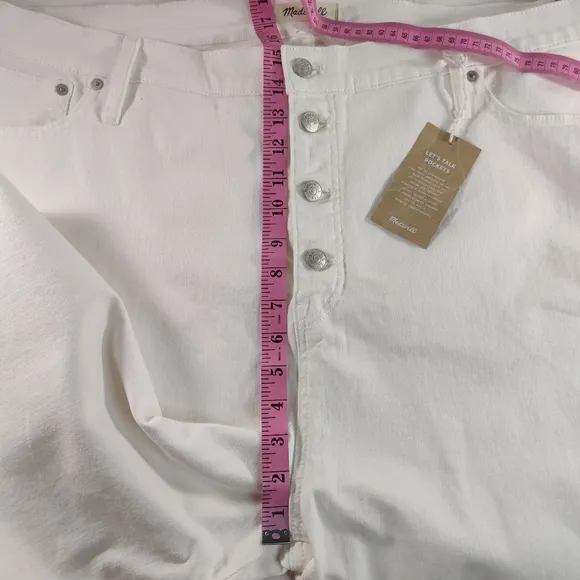 Madewell The Perfect Vintage Crop Jeans Button Fly 37 White NWT