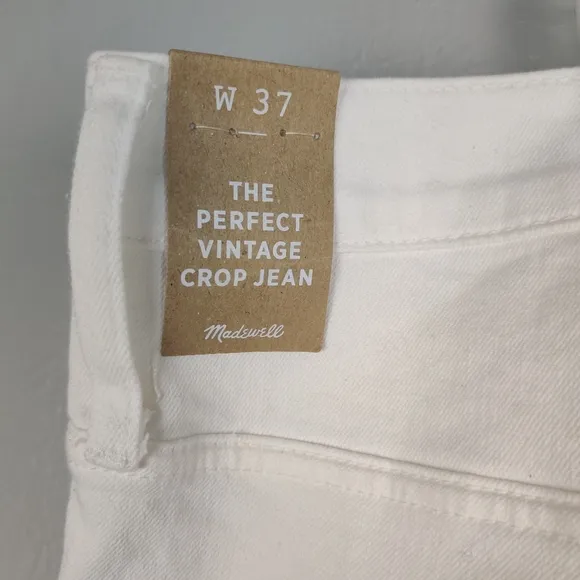 Madewell The Perfect Vintage Crop Jeans Button Fly 37 White NWT