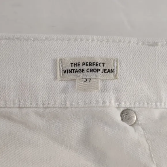 Madewell The Perfect Vintage Crop Jeans Button Fly 37 White NWT