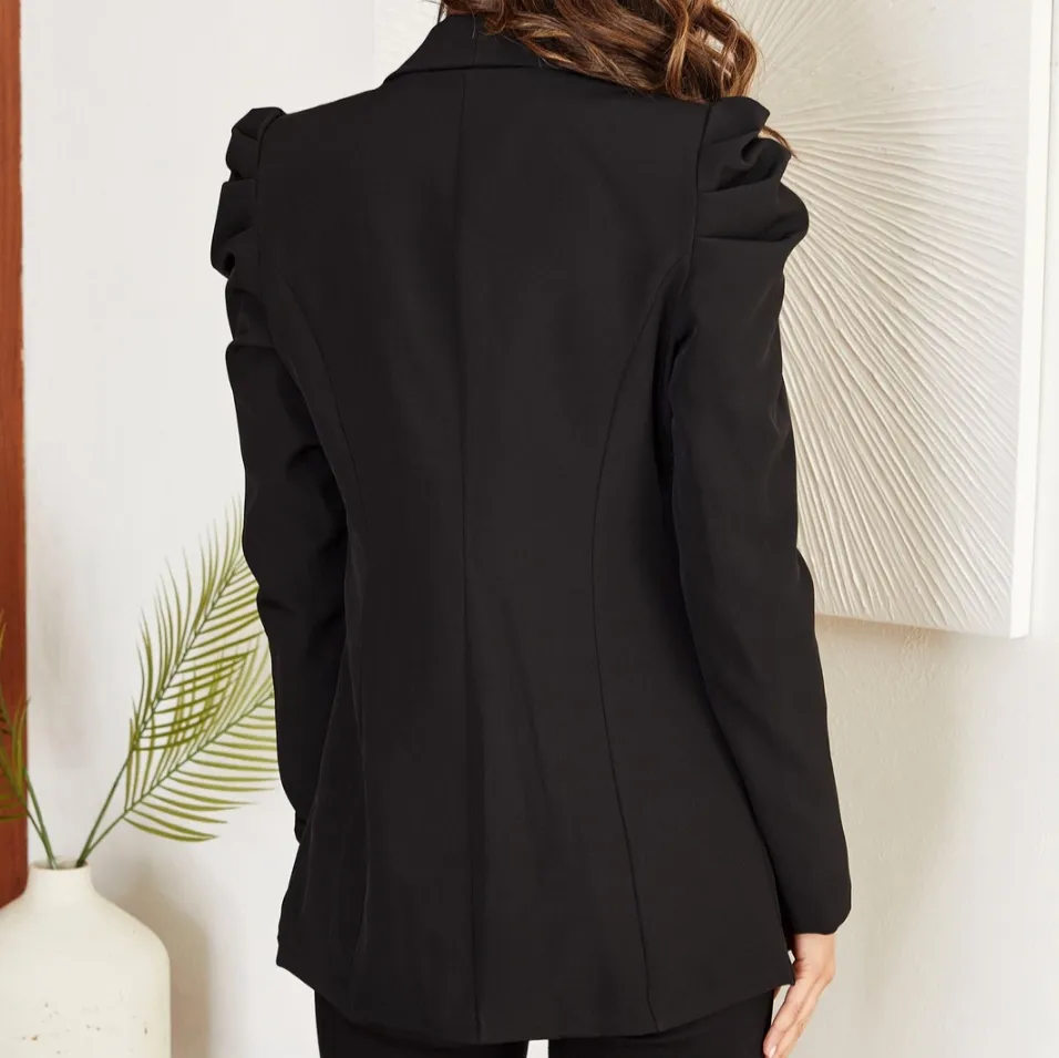 Marley Bubble Shoulder Long Sleeve Solid Blazer