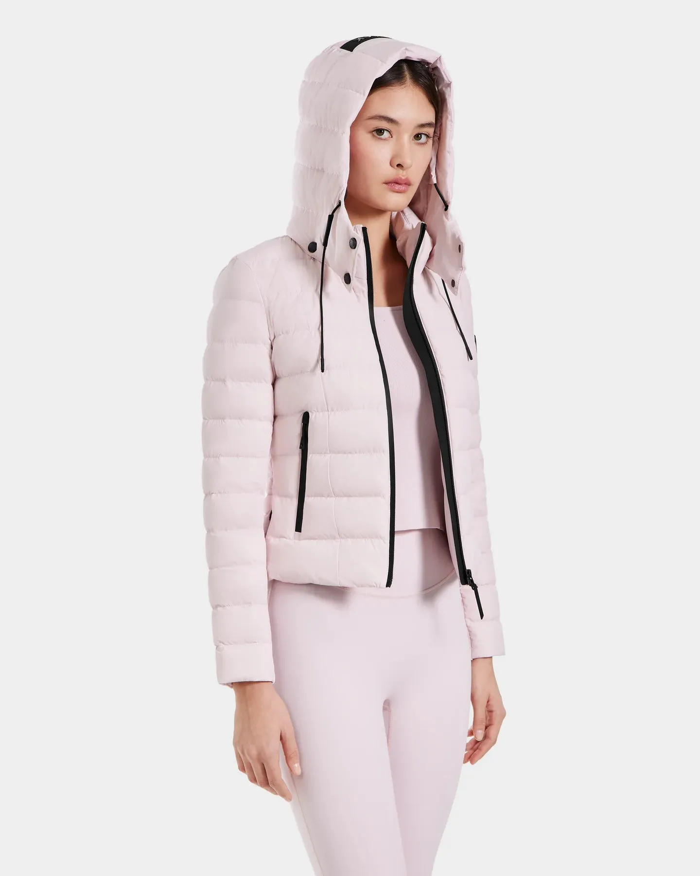Melissa Removeable Hood Matte Lightweight Down Jacket - Pink