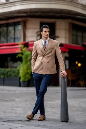 Men's Beige Double Breasted Blazers