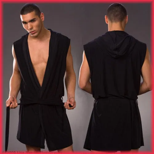 Men's robes comfortable casual bathrobes sleeveless Viscose sexy Hooded robe homewear mens sexy sleepwear lounge clothes