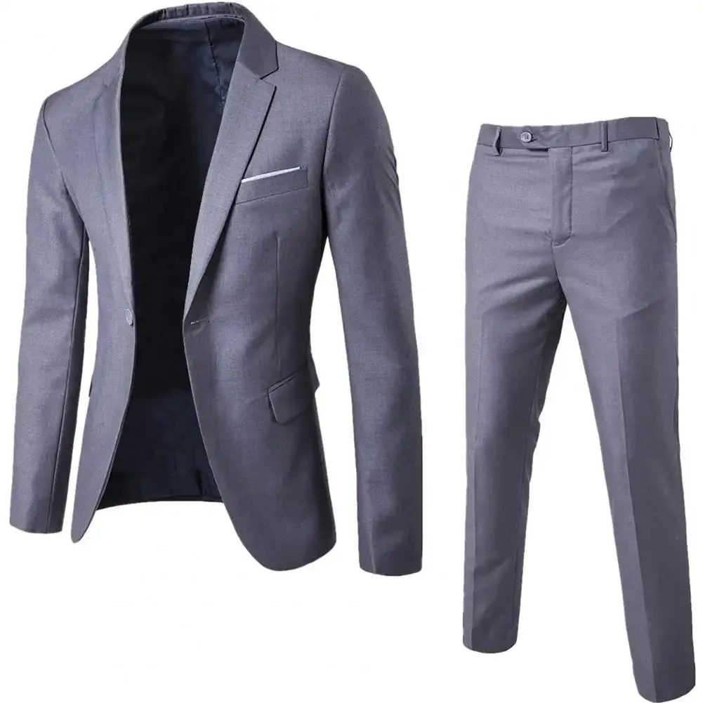 Men's Slim Fit Wedding Suit, Groomsman Blazer & Pants Set, Vintage Classic Blazers