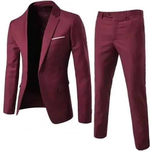 Men's Slim Fit Wedding Suit, Groomsman Blazer & Pants Set, Vintage Classic Blazers