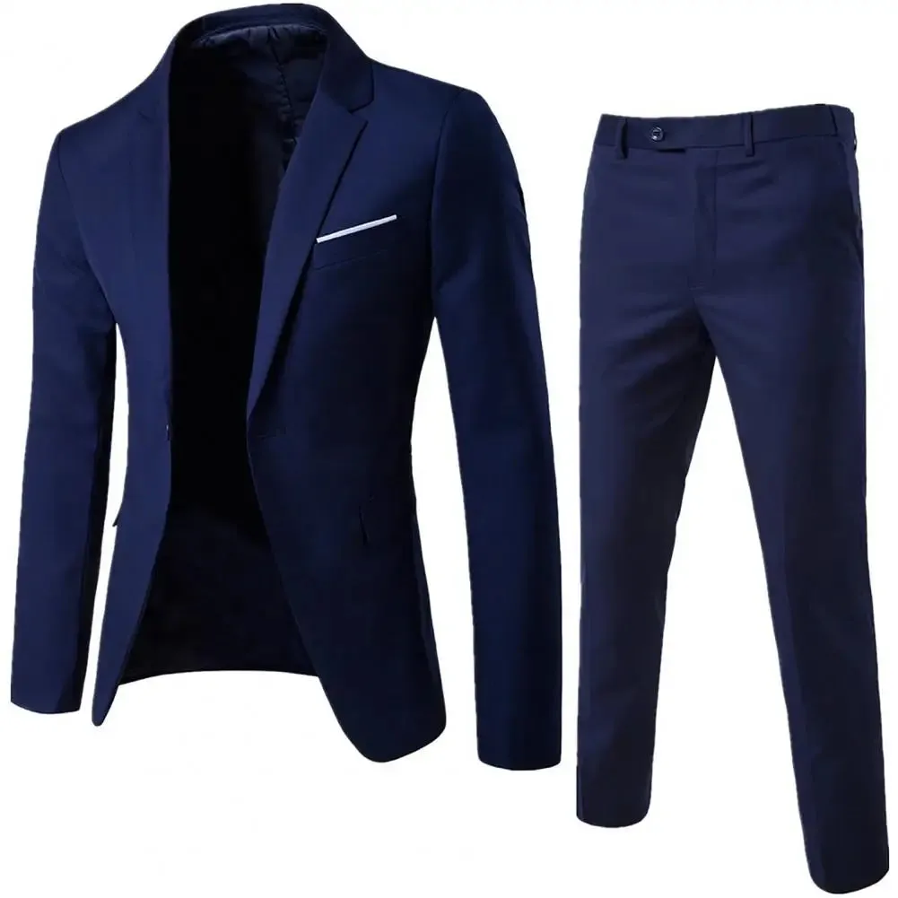 Men's Slim Fit Wedding Suit, Groomsman Blazer & Pants Set, Vintage Classic Blazers