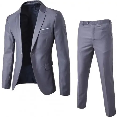 Men's Slim Fit Wedding Suit, Groomsman Blazer & Pants Set, Vintage Classic Blazers