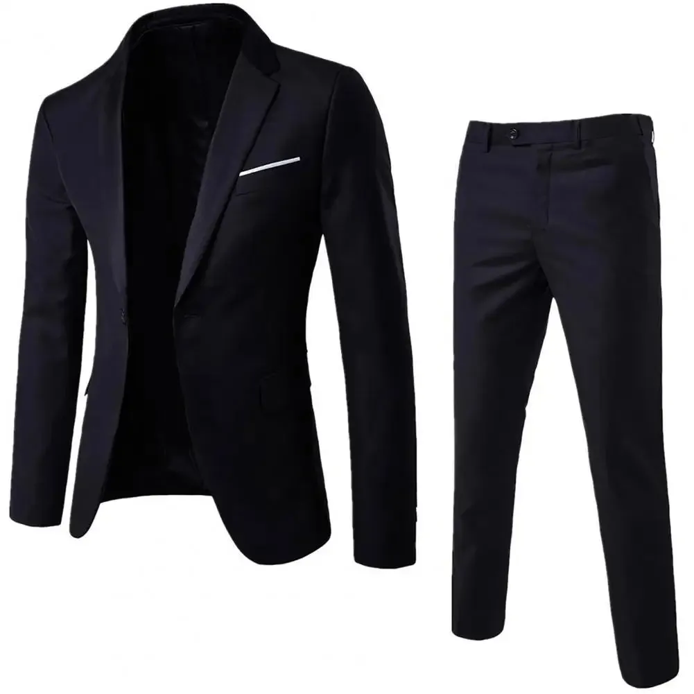 Men's Slim Fit Wedding Suit, Groomsman Blazer & Pants Set, Vintage Classic Blazers