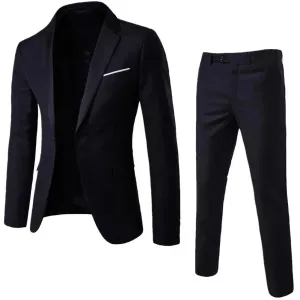 Men's Slim Fit Wedding Suit, Groomsman Blazer & Pants Set, Vintage Classic Blazers
