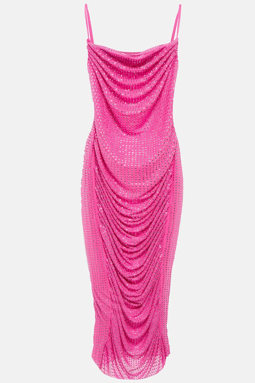 MILLA - DRAPED MIDI DRESS WITH STRASS