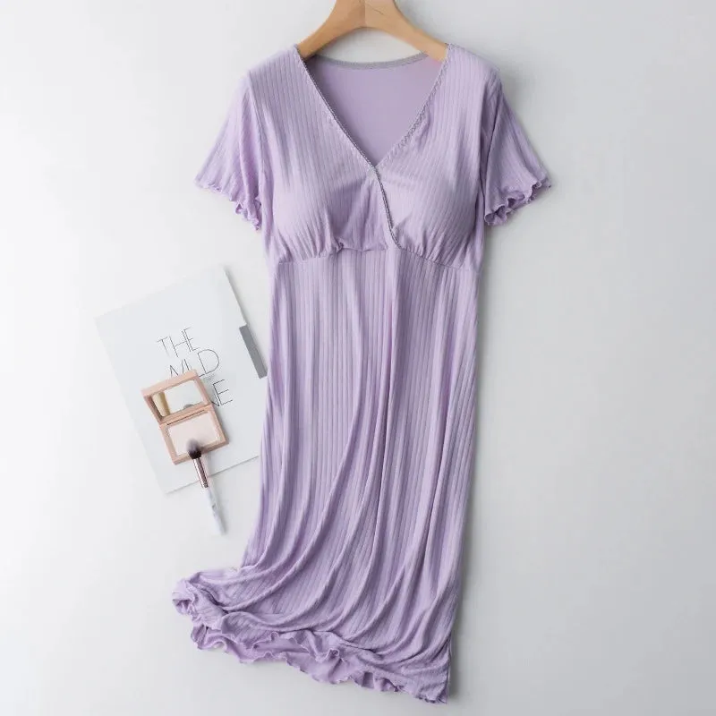 Modal Maternity Clothes Breastfeeding Nightgowns Nursing Sleepwear Hospital Loose Fitting Breast Feeding Pajamas Pregnancy Dress