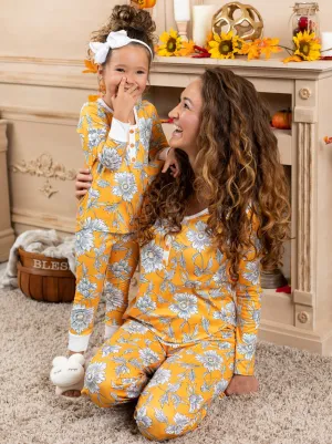 Mommy and Me Fall Flowers Pajama Set