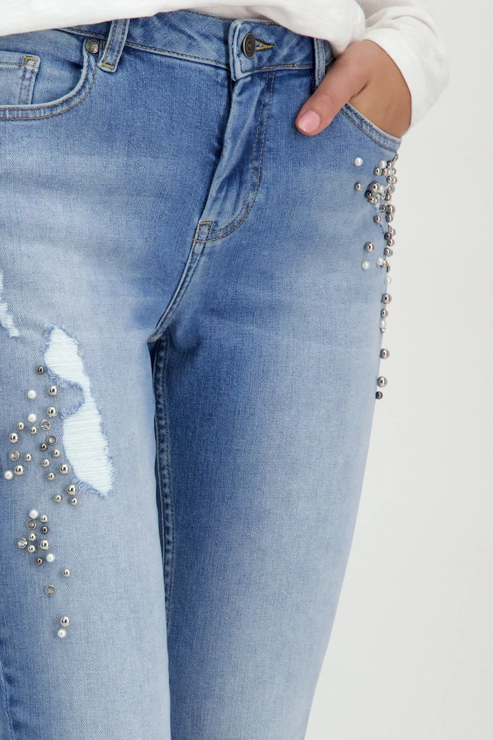 Monari Jeans With Pearl Trim M806418