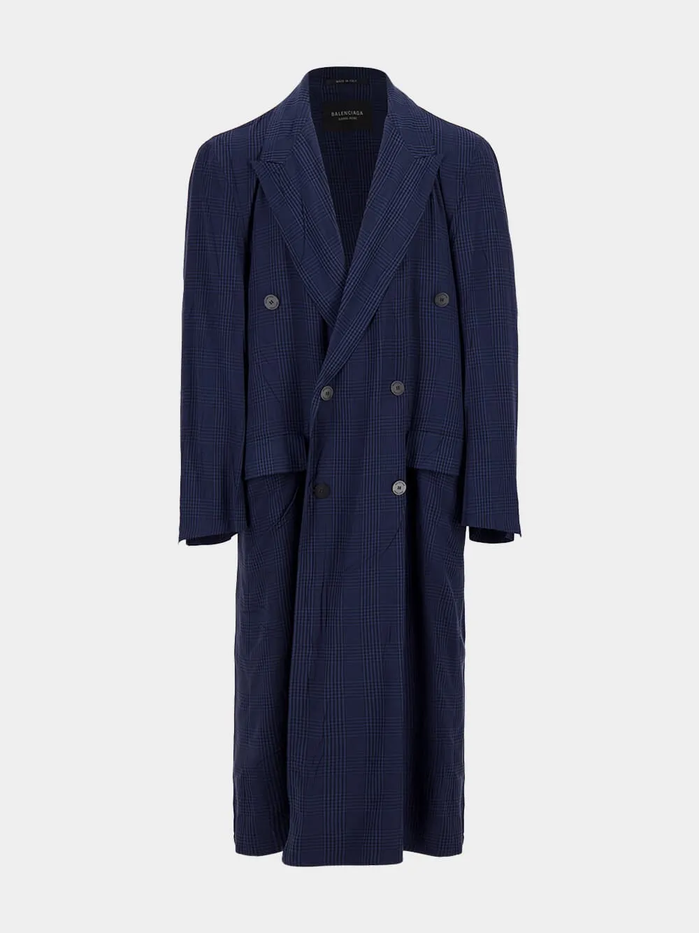 Navy Blue Fluid Double-Breasted Coat