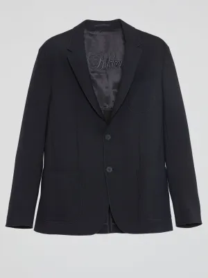 Navy Pocket-Detail Blazer