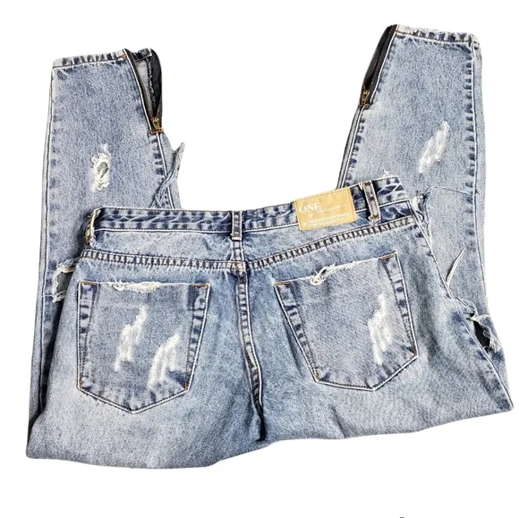 One Teaspoon DESTRESSED Patched Denim Jeans Trashed Free birds 27