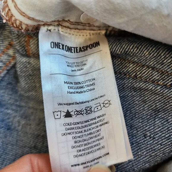 One x One Teaspoon Freebird Distressed Painted Rigid Skinny Jeans Ankle-Zip