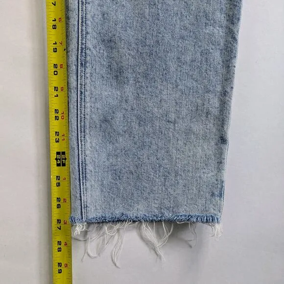 Paige Denim Jeans Stella Women's 31 Blue Raw Hem Distressed Gnarly Destructed