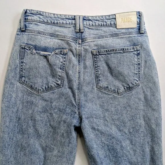 Paige Denim Jeans Stella Women's 31 Blue Raw Hem Distressed Gnarly Destructed