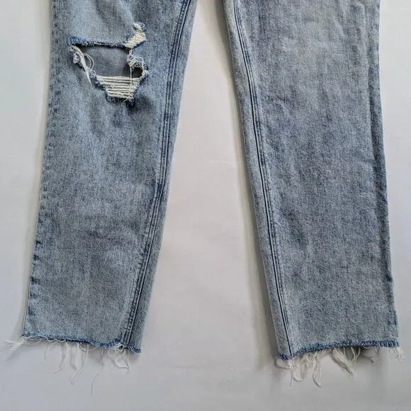 Paige Denim Jeans Stella Women's 31 Blue Raw Hem Distressed Gnarly Destructed