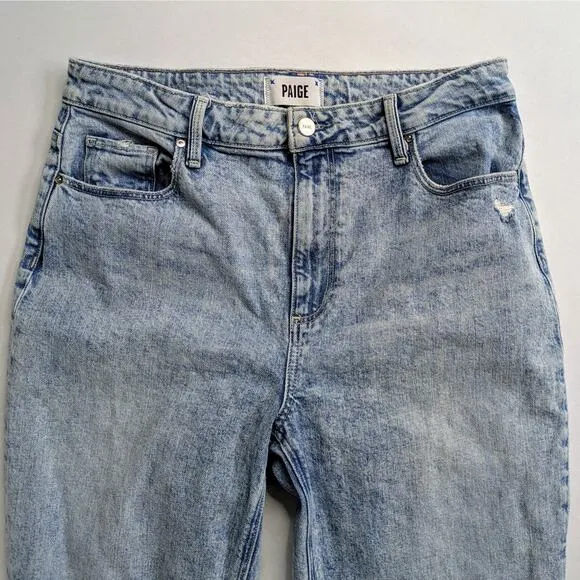 Paige Denim Jeans Stella Women's 31 Blue Raw Hem Distressed Gnarly Destructed