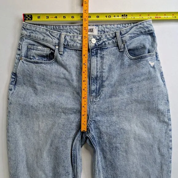 Paige Denim Jeans Stella Women's 31 Blue Raw Hem Distressed Gnarly Destructed