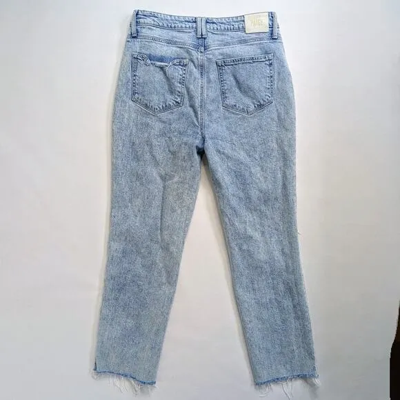 Paige Denim Jeans Stella Women's 31 Blue Raw Hem Distressed Gnarly Destructed