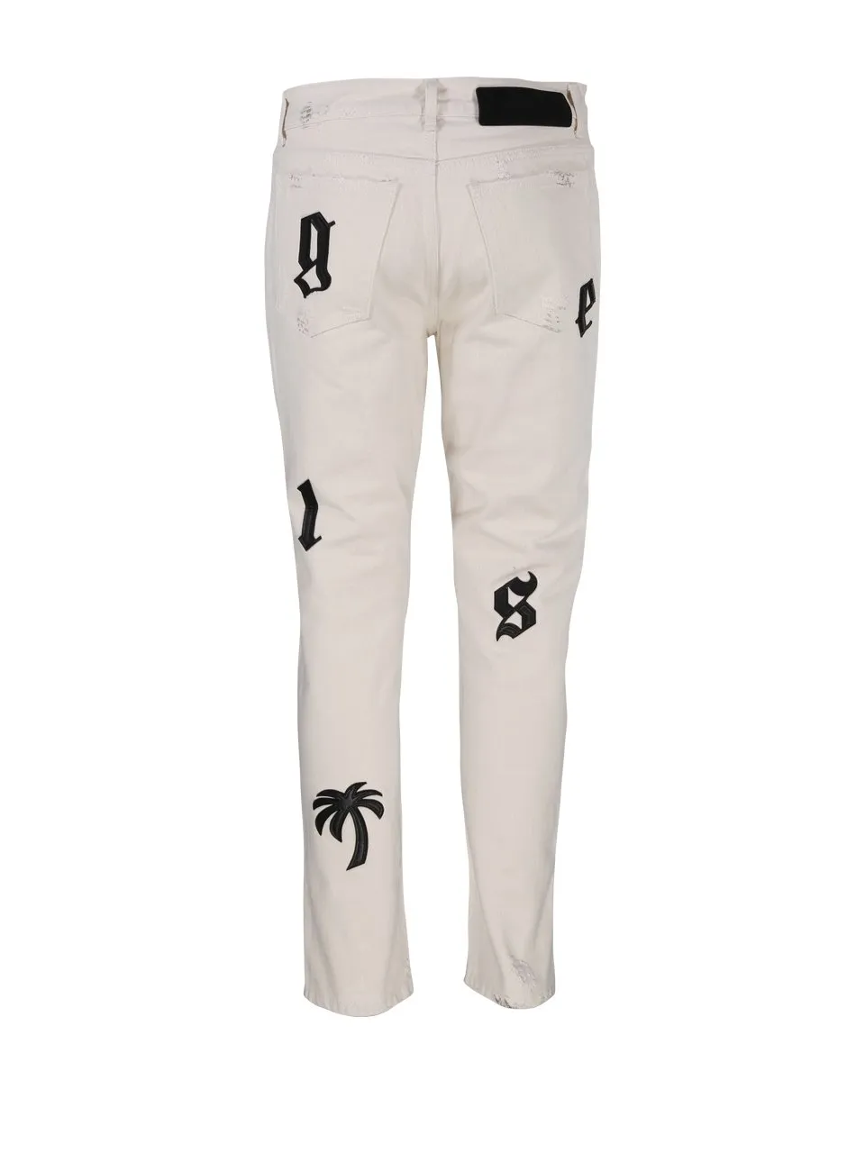 Palm Angels Palm Angels Distressed Logo-Patch Straight Leg Jeans