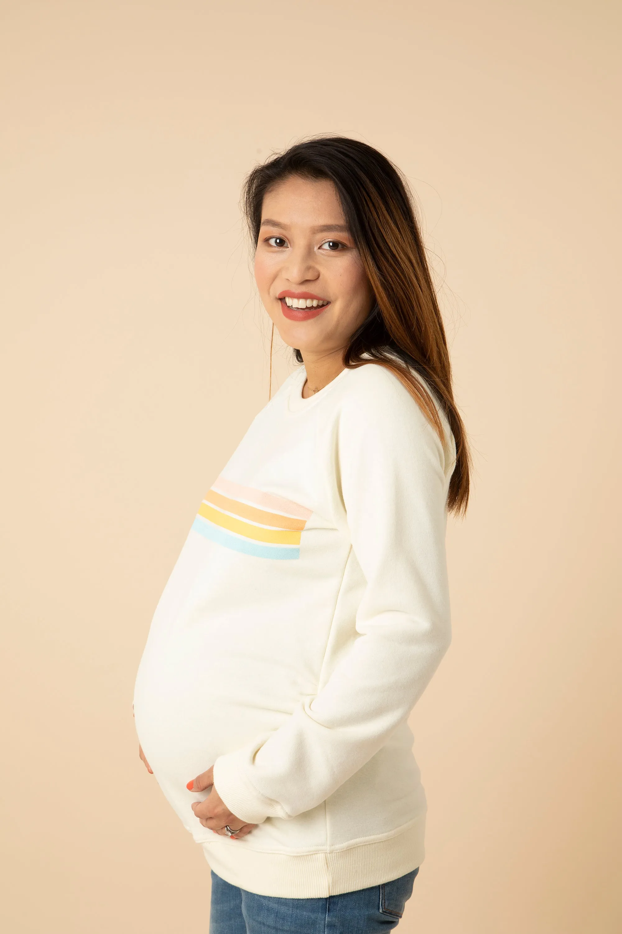 Pastel stripes maternity sweatshirt