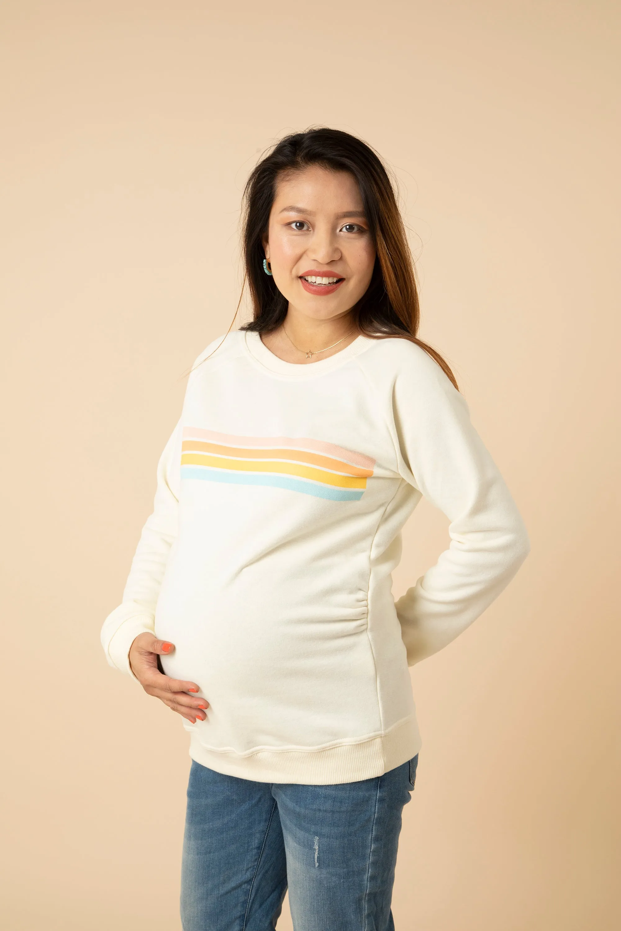 Pastel stripes maternity sweatshirt