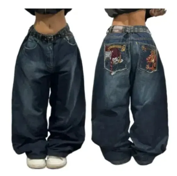 Patterned Flared Leg Jeans