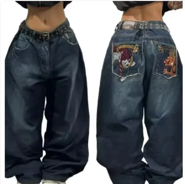 Patterned Flared Leg Jeans