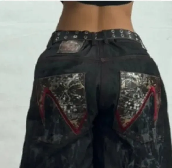 Patterned Flared Leg Jeans