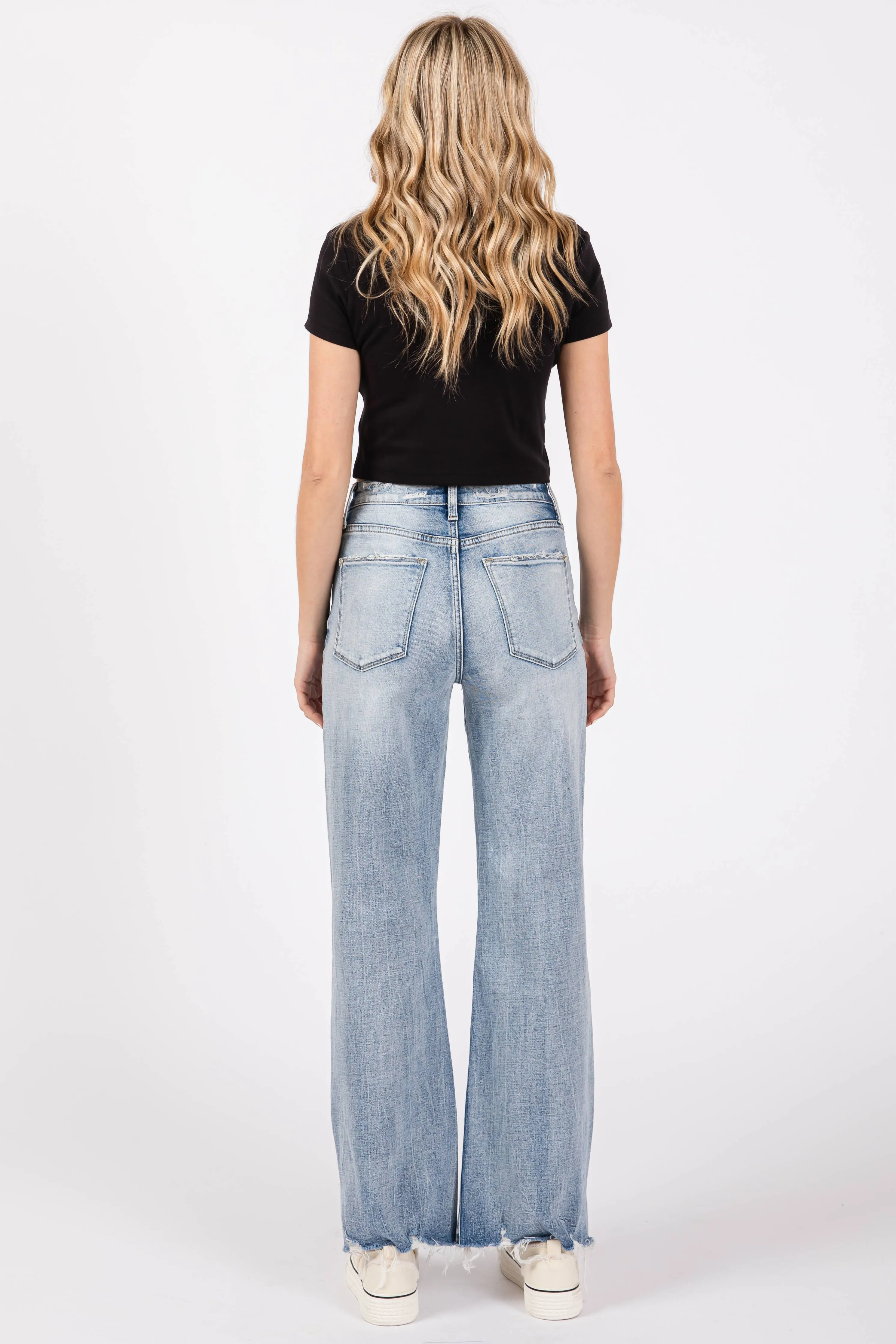 Petra153 Distressed High Rise Comfort Vintage Flare Jeans