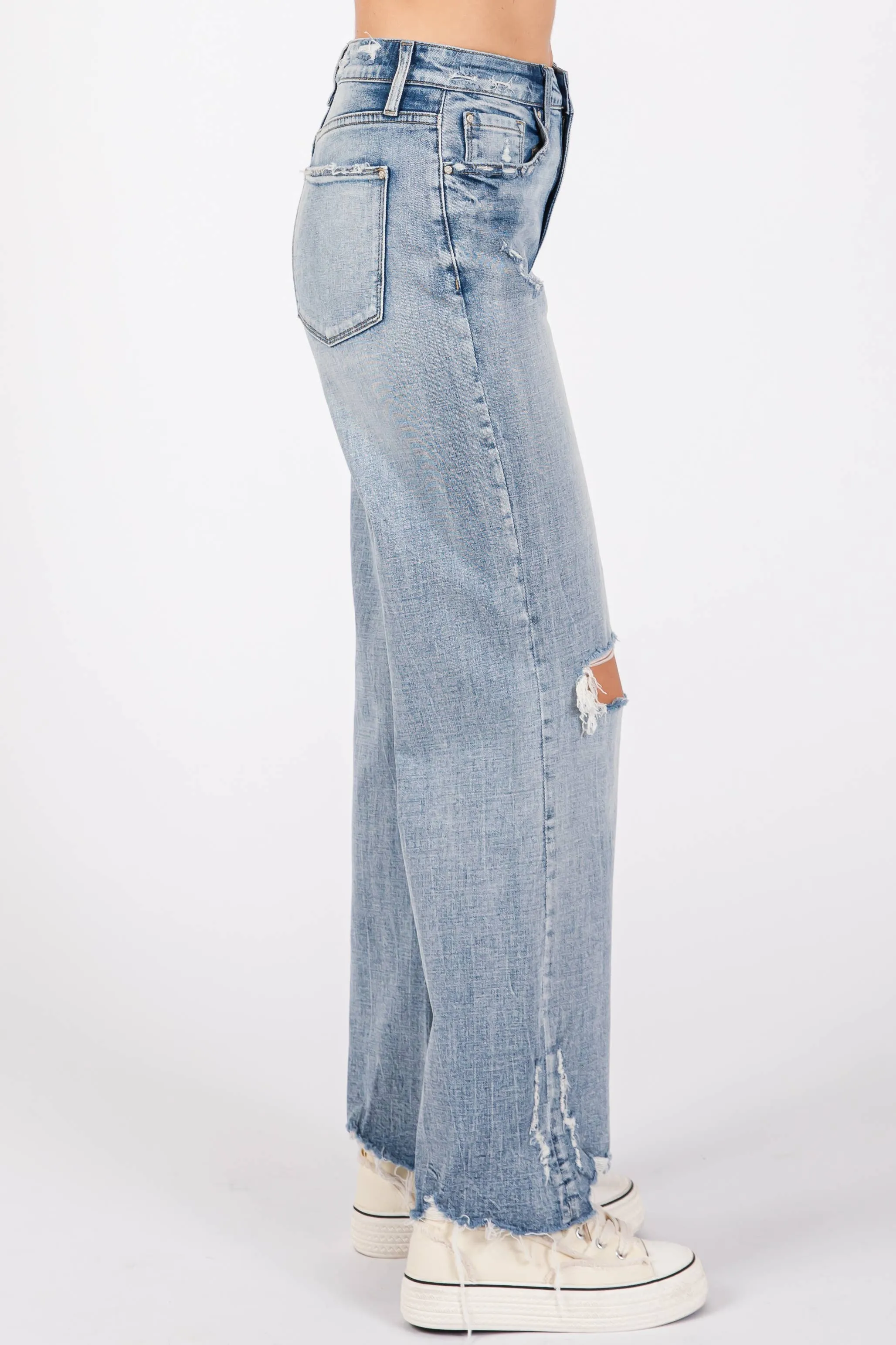 Petra153 Distressed High Rise Comfort Vintage Flare Jeans