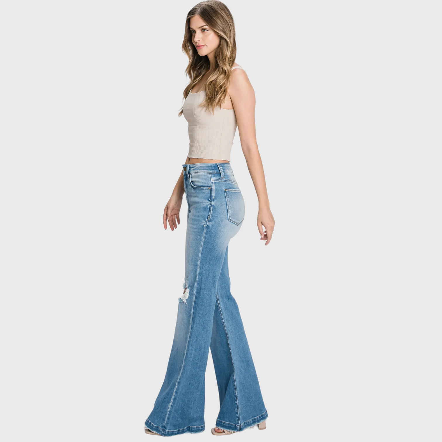 Petra153 | (Petite) Distressed Super High Rise 70's Inspired Flare