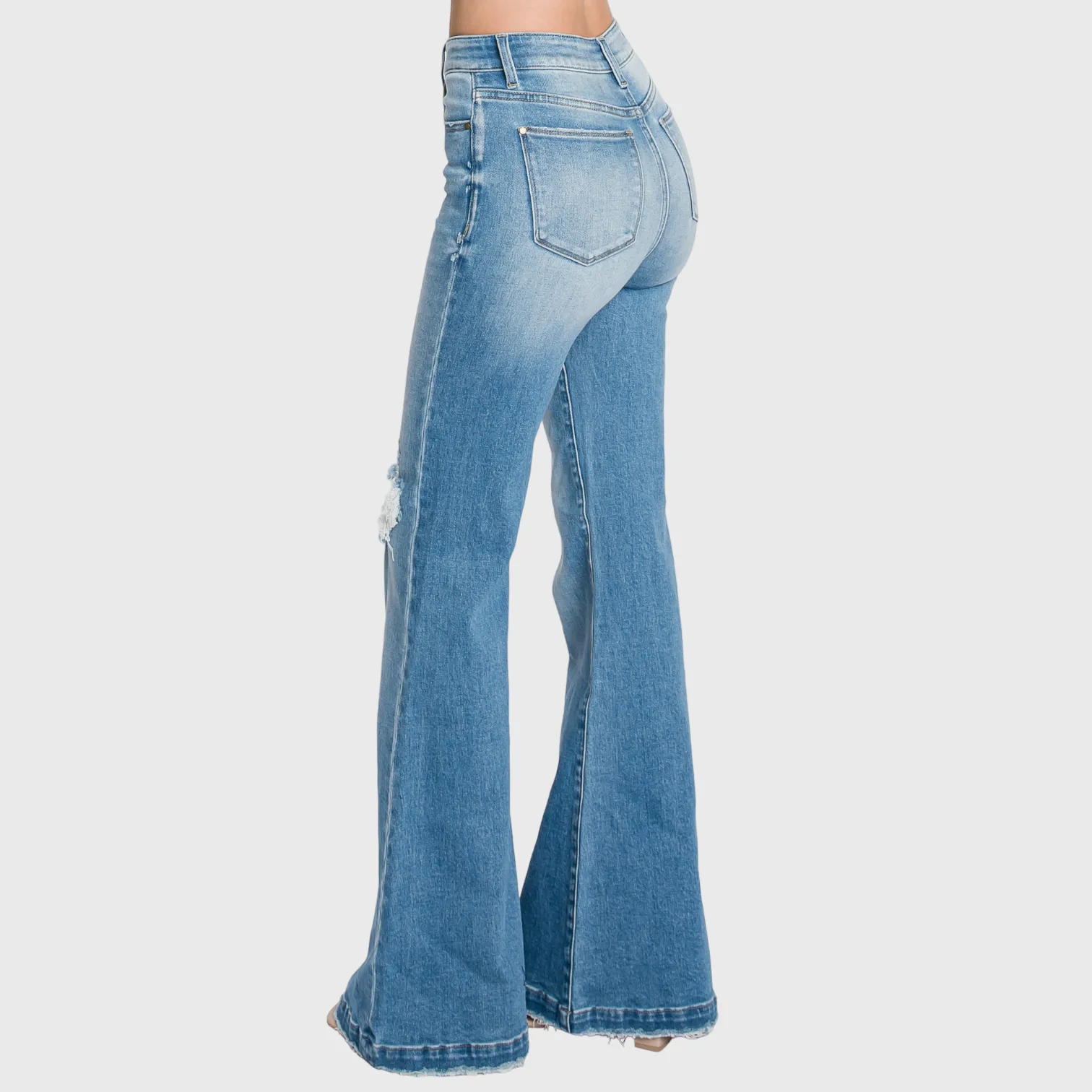 Petra153 | (Petite) Distressed Super High Rise 70's Inspired Flare