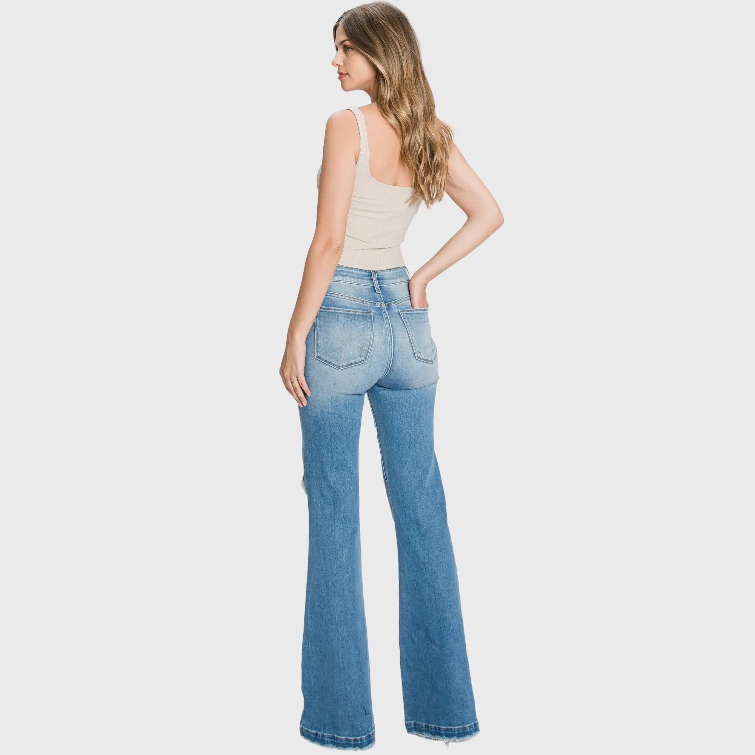Petra153 | (Petite) Distressed Super High Rise 70's Inspired Flare